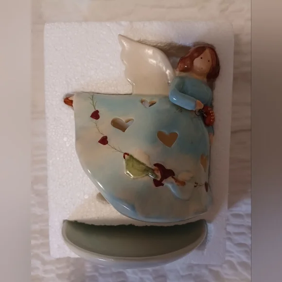 Russ Berrie & Co Country Gatherings Stoneware Covered Votive Angel - Picture 3 of 7